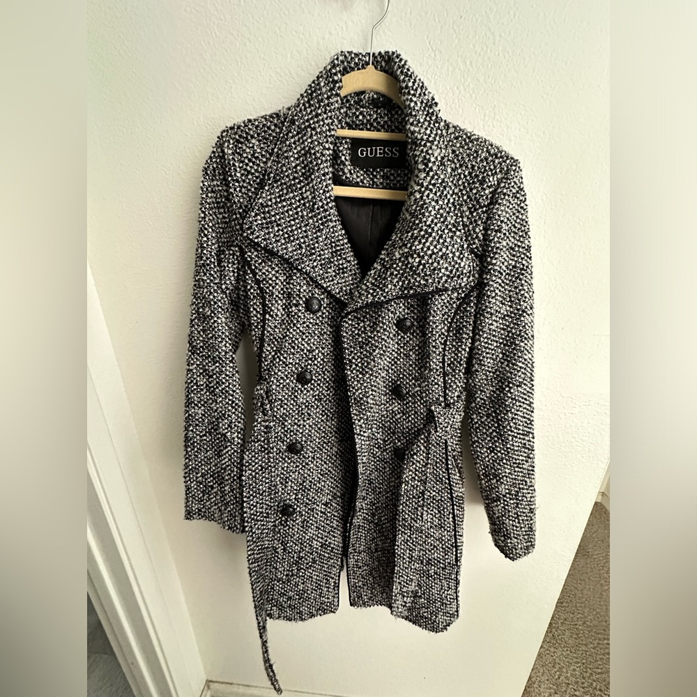 Guess black and white peacoat